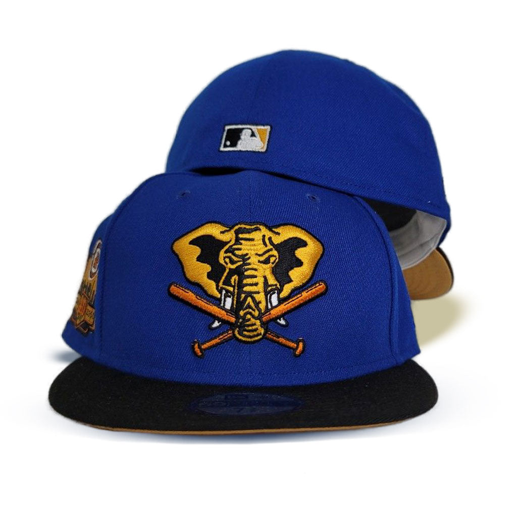 Royal Blue Oakland Athletics Black Visor Tan Bottom 40th Anniversary side Patch "Doritos Collection" New Era 59Fifty Fitted
