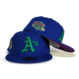 Royal Blue Oakland Athletics Grape Purple Bottom 1989 World Series Side Patch New Era 59Fifty Fitted