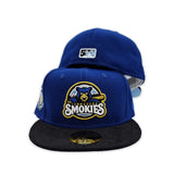 Royal Blue Tennessee Smokies Black Corduroy Visor Icy Blue Bottom Southern League Side Patch New Era 59Fifty Fitted