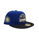 Royal Blue Tennessee Smokies Black Corduroy Visor Icy Blue Bottom Southern League Side Patch New Era 59Fifty Fitted