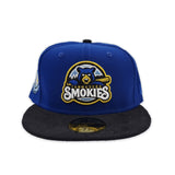Royal Blue Tennessee Smokies Black Corduroy Visor Icy Blue Bottom Southern League Side Patch New Era 59Fifty Fitted