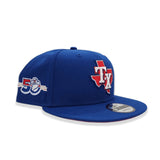 Royal Blue Texas Rangers Red Bottom 50th Anniversary Side Patch New Era 9Fifty Snapback