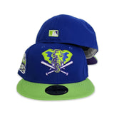 Royal Blue Oakland Athletics Lime Green Visor Purple Bottom 40th Anniversary Side Patch New Era 59Fifty Fitted