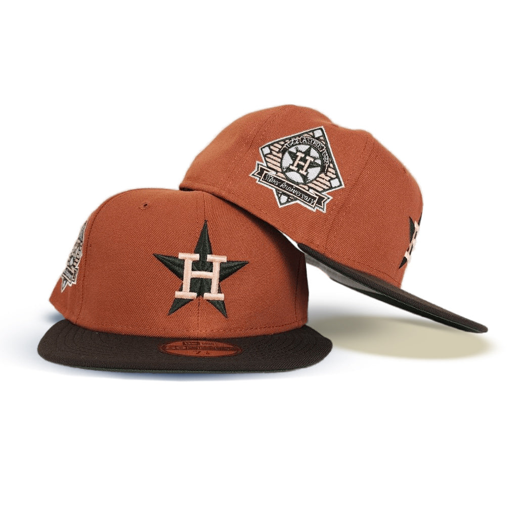 Rust Houston Astros Brown Visor Olive Green Bottom 1962 Silver Anniversary Side Patch New Era 59Fifty Fitted