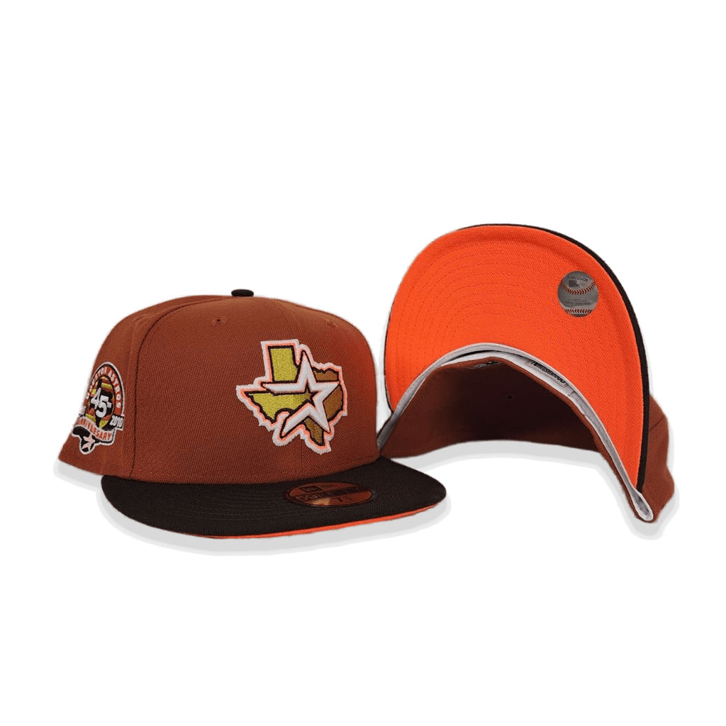 Rust Houston Astros Brown Visor Orange Bottom 45th Anniversary Side Patch New Era 59Fifty Fitted
