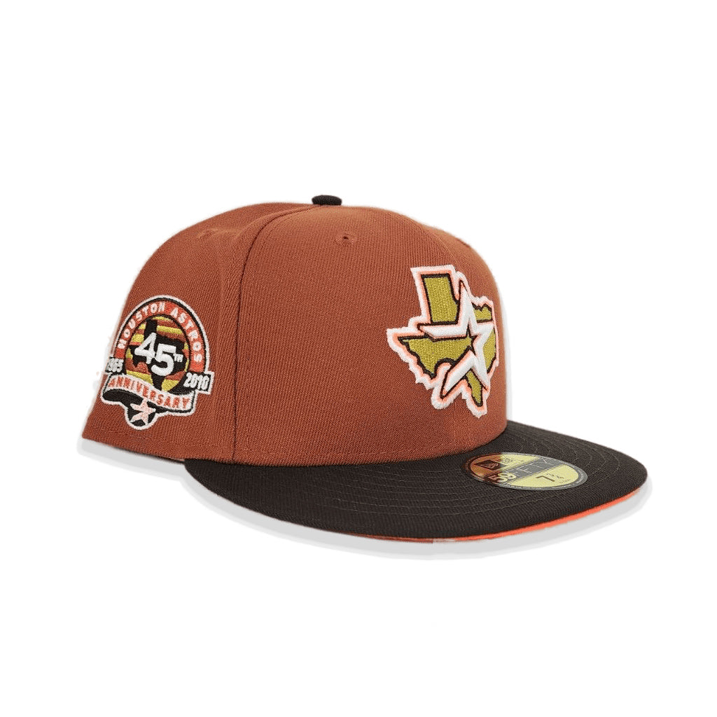 Rust Houston Astros Brown Visor Orange Bottom 45th Anniversary Side Patch New Era 59Fifty Fitted