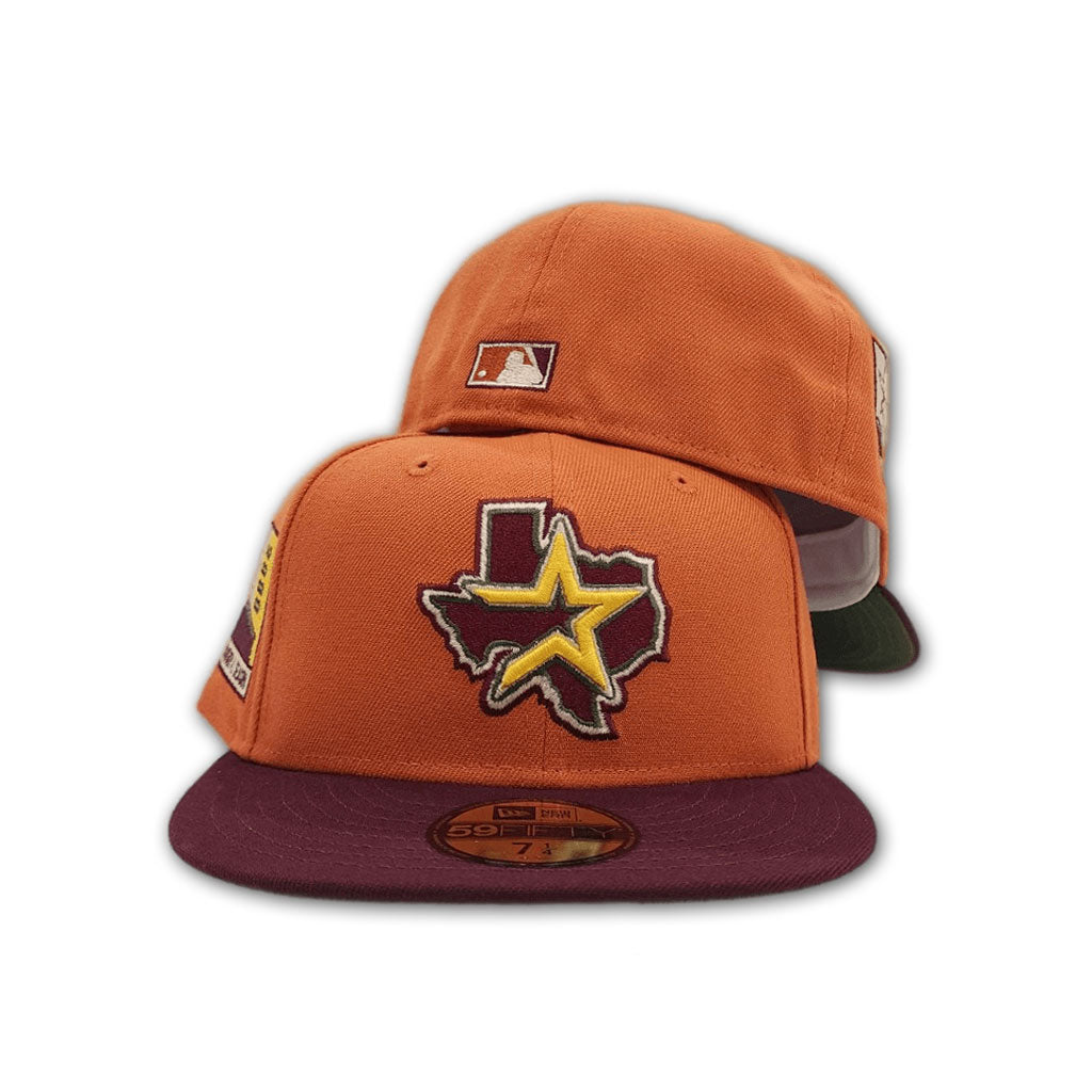 Rust Houston Astros Maroon Visor Olive Green Bottom 2000 Inaugural Season  Side Patch New Era 59Fifty Fitted