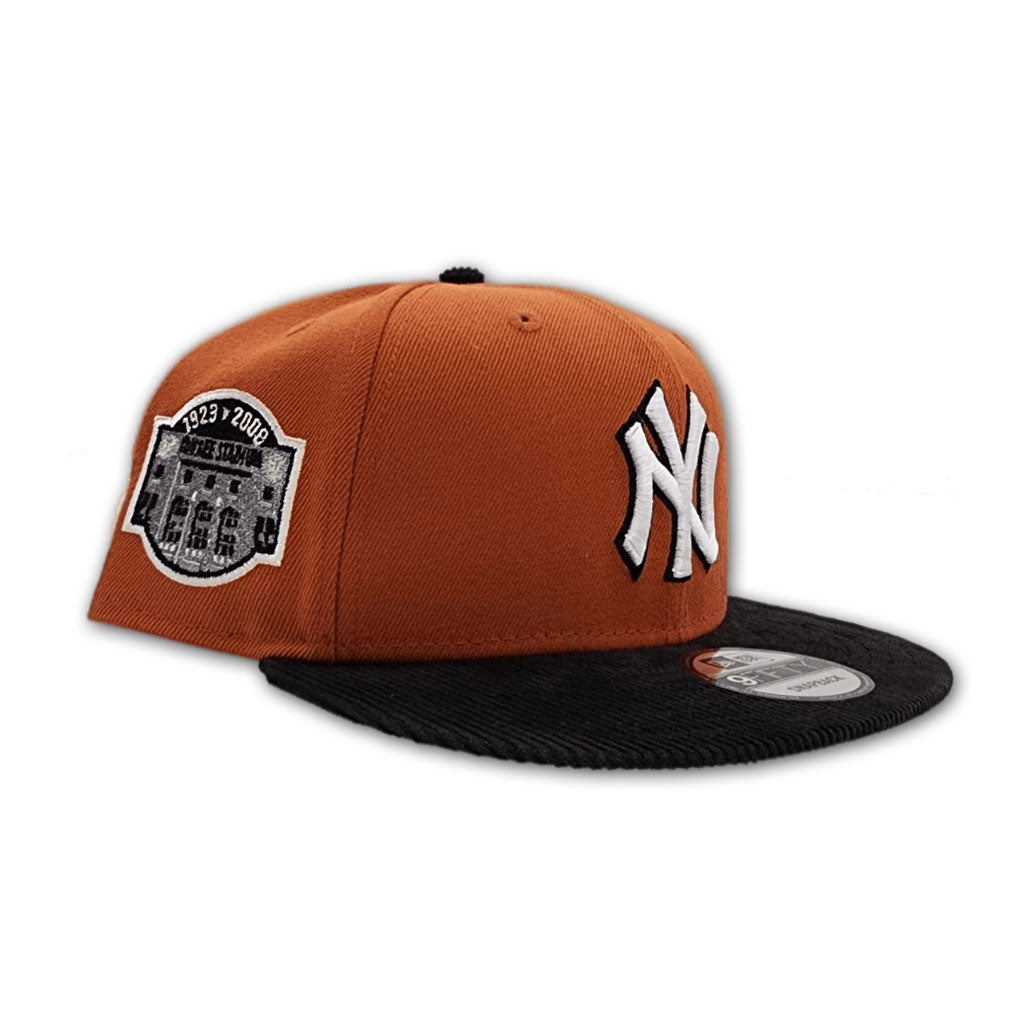 Rust New York Yankees Black Corduroy Visor Gray Bottom Yankee Stadium Side Patch New Era 9Fifty Snapback