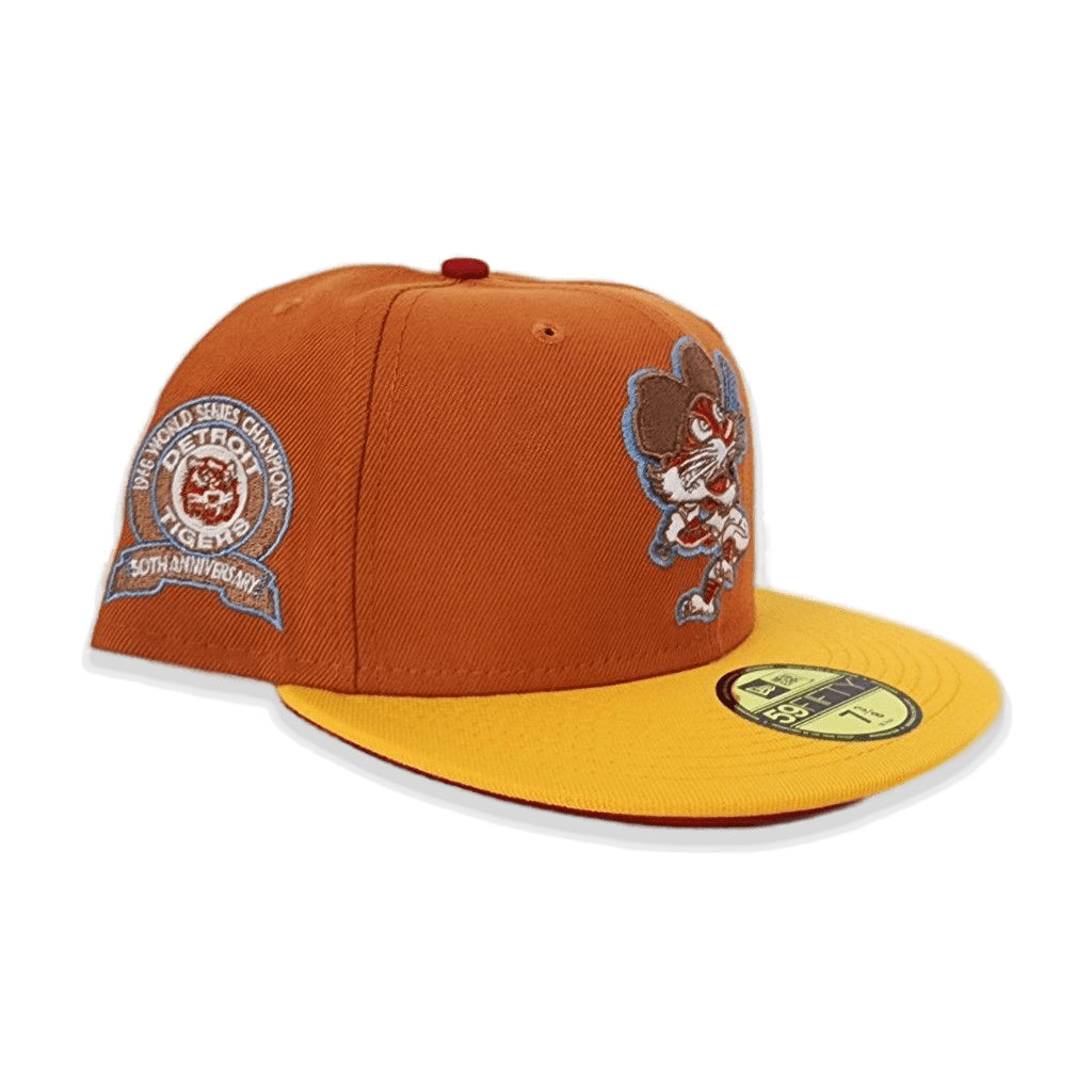 Rust Orange Detroit Tigers Yellow Visor Red Bottom 1968 World Series Champions Side Patch New Era 59FIFTY Fitted 71/8