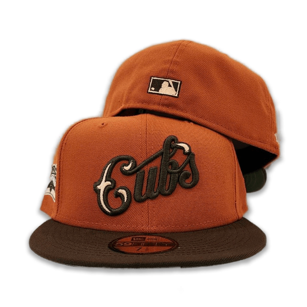 Rust Orange Chicago Bottom Visor Fitted Exclusive – Olive Green A Brown Cubs Script Centu