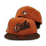 Rust Orange Scrip Chicago Cubs Brown Visor Olive Green Bottom A Century Wrigley Field Side Patch New Era 59Fifty Fitted