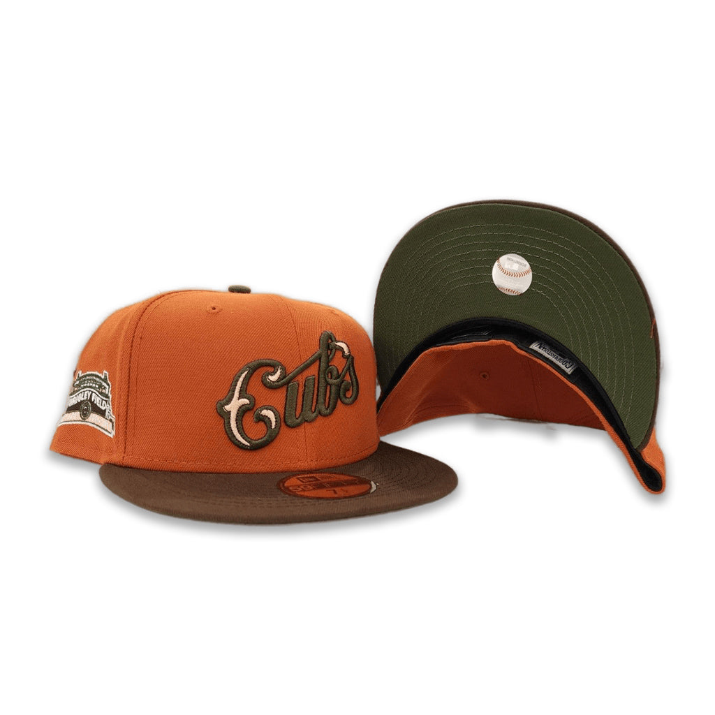 Brown Olive Centu Visor Script Cubs Orange Bottom Chicago Green – A Rust Fitted Exclusive