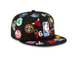 Black New Era NBA All Over Logo Gray Bottom 59FIFTY Fitted