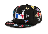 Black New Era MLB All Over Logo Gray Bottom 59FIFTY Fitted
