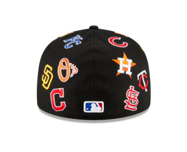 New Era 59Fifty MLB All Over Logo Fitted Hat Black - Billion Creation