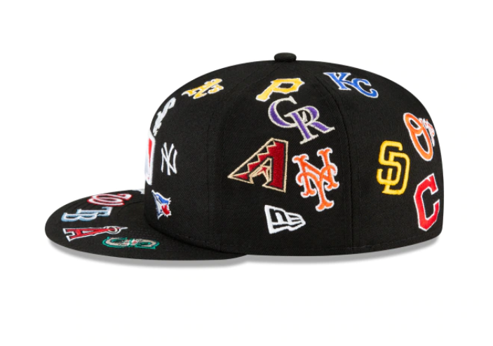 New Era New York Yankees Fitted Hat Team Logo Allover Custom Dark