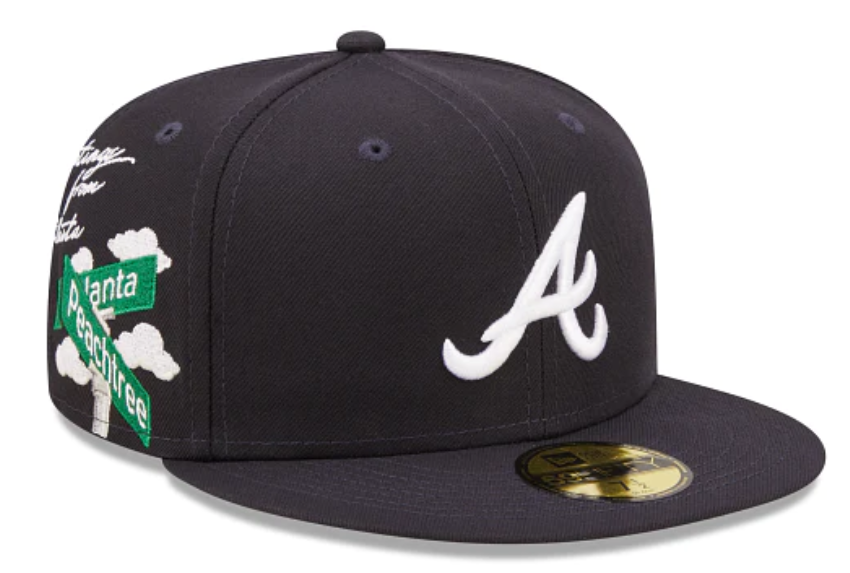 Navy Blue Atlanta Braves Cloud Icons New Era 59Fifty Fitted