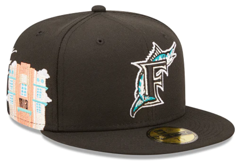 Black Florida Marlins Cloud Icons New Era 59Fifty Fitted Exclusive Fitted Inc