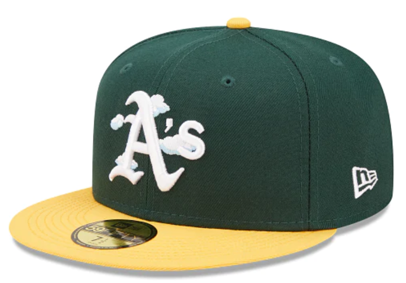 Green Oakland Athletics Icy Blue Bottom 1989 World Series Side Patch New Era Comic Cloud  59Fifty Fitted
