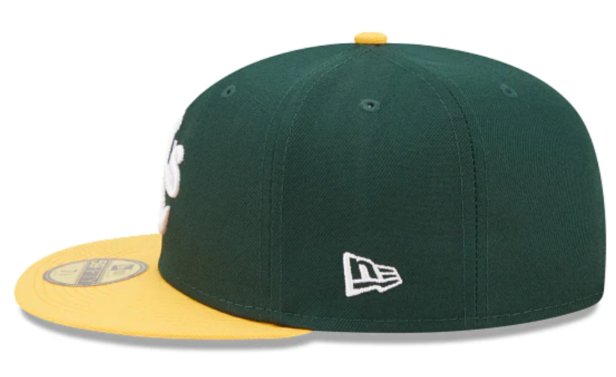 Green Oakland Athletics Icy Blue Bottom 1989 World Series Side Patch New Era Comic Cloud  59Fifty Fitted