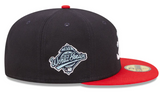Navy Blue Atlanta Braves Icy Blue Bottom 1995 World Series Side Patch New Era Comic Cloud  59Fifty Fitted