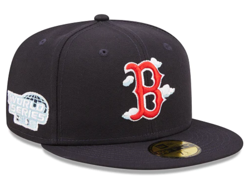 Navy Blue Boston Red Sox Icy Blue Bottom 2004 World Series Side Patch New Era Comic Cloud 59FIFTY Fitted 8