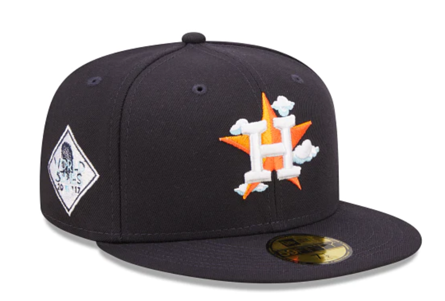 Navy Blue Houston Astros Icy Blue Bottom 2017 World Series Side Patch New Era Comic Cloud  59Fifty Fitted