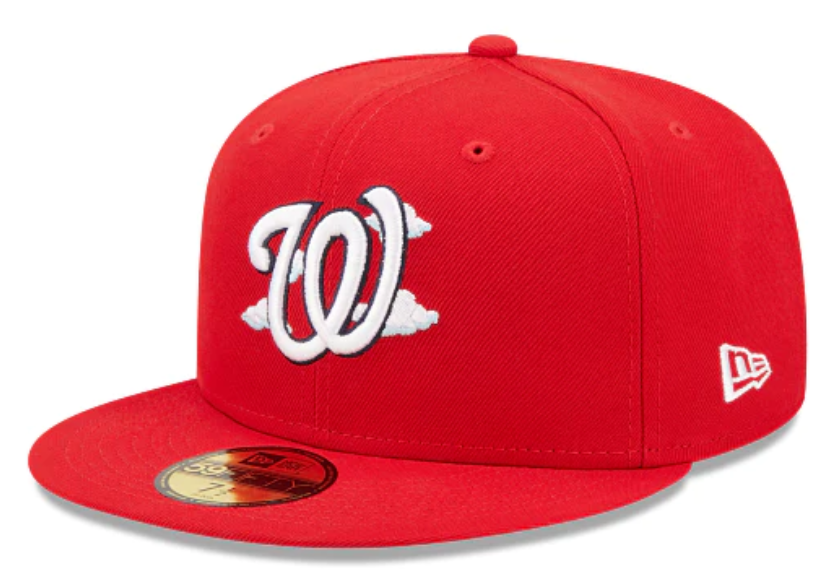 Red Washington Nationals Icy Blue Bottom 2019 World Series Side Patch New Era Comic Cloud  59Fifty Fitted