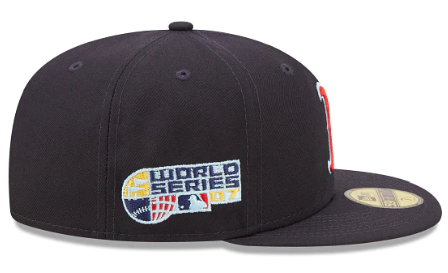 Navy Blue Boston Red Sox Clouds Bottom 2007 World Series Side Patch New Era 59FIFTY Fitted 6 7 8