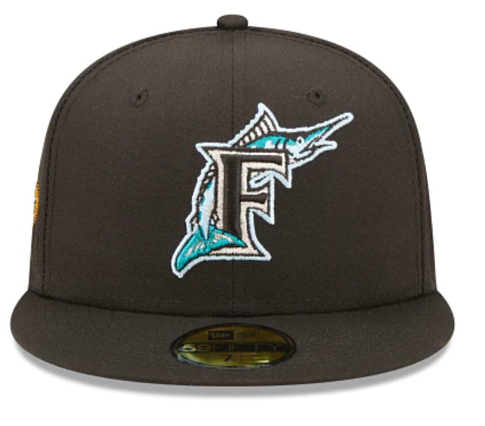 Black Florida Marlins Clouds Bottom 2003 World Series Side Patch New Era 59Fifty Fitted