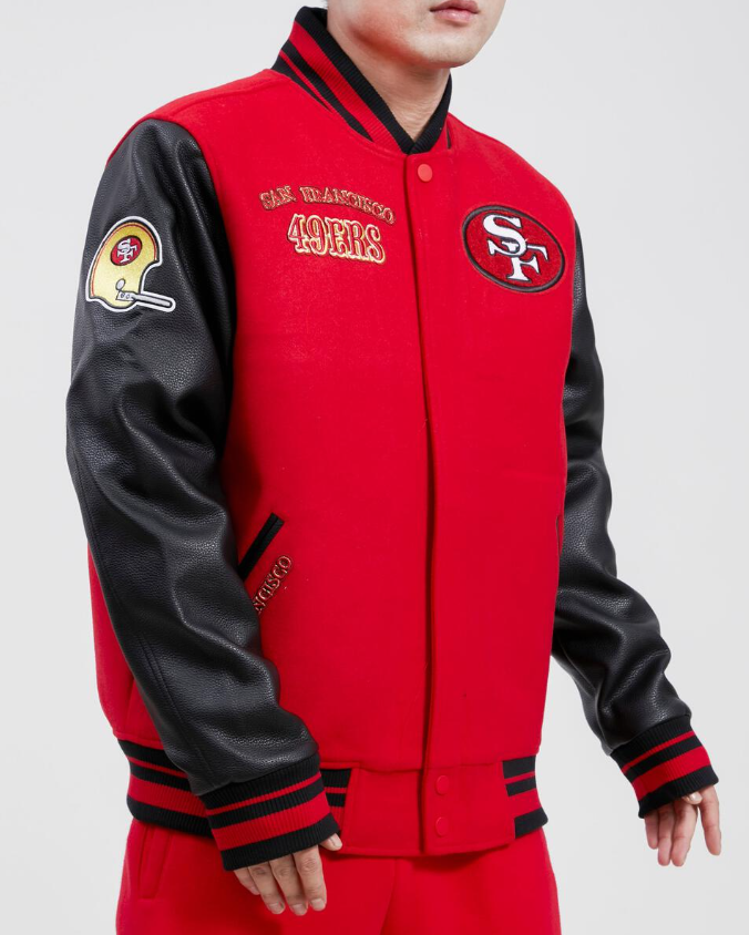 Red Black San Francisco 49ers Pro Standard Logo Wool Varsity Heavy Red Black San Francisco 49ers Pro Standard Logo Wool Varsity Heavy