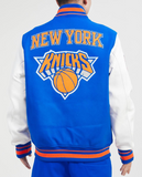 Royal Blue New York Knicks Pro Standard Logo Wool Varsity Heavy Jacket