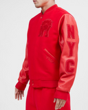 Triple Red New York Knicks Pro Standard Logo Mashup Wool Varsity Heavy Jacket