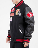 Black San Francisco 49ers Pro Standard Mashup Logo Wool Varsity Heavy Jacket