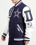 Navy Blue Dallas Cowboys Pro Standard Mashup Logo Wool Varsity Heavy Jacket