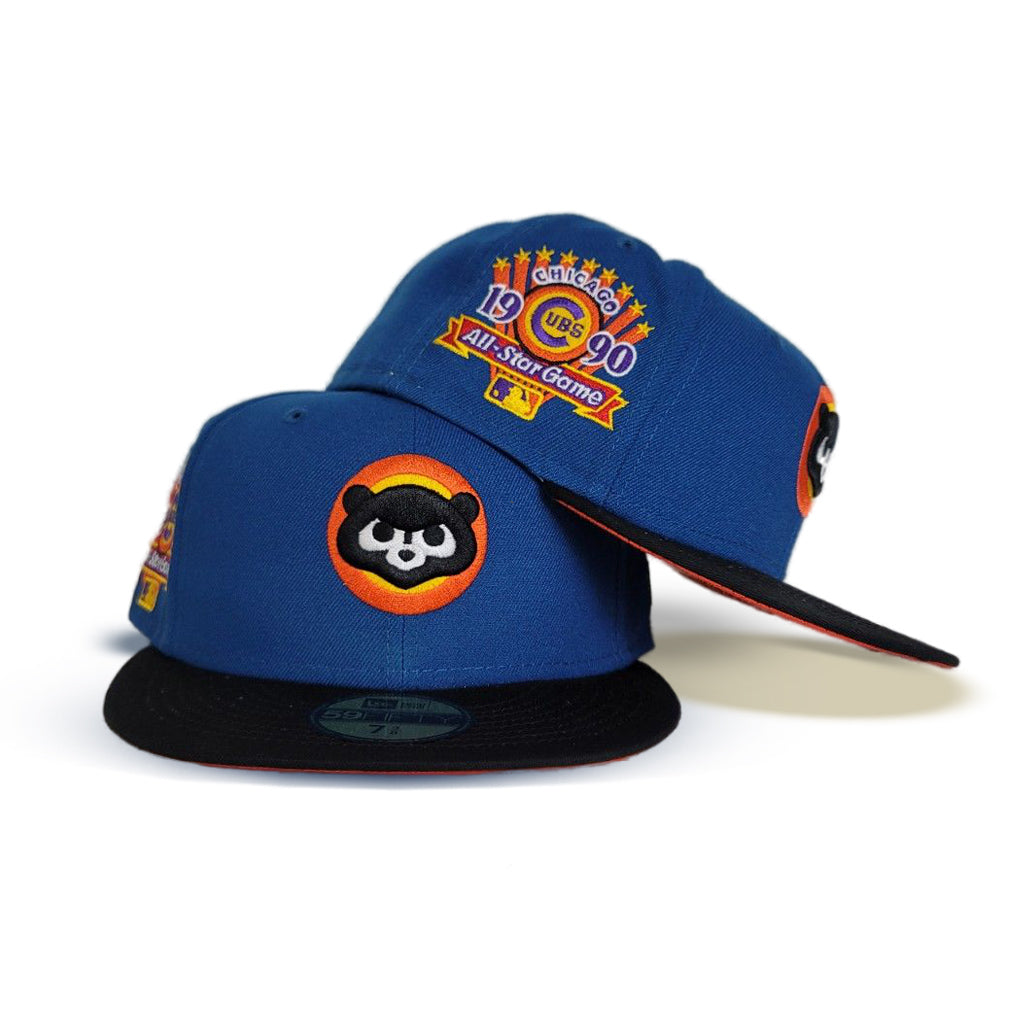 Sea Blue Chicago Cubs Black Visor Orange Bottom 1990 All Star Game Side Patch "Sunset Collection" New Era 59Fifty Fitted