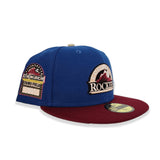 Sea Blue Colorado Rockies Burgundy Visor Vegas Gold Bottom 1995 Coors Field Side Patch New Era 59Fifty Fitted
