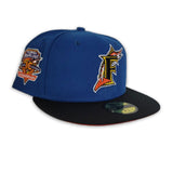 Sea Blue Florida Marlins Black Visor Orange Bottom 10th Anniversary Side Patch "Sunset Collection" New Era 59Fifty Fitted