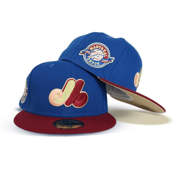 Tan Montreal Expos Olive Green Visor Red Bottom 25th Anniversary Side Patch New Era 59FIFTY Fitted 73/8