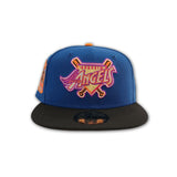 Sea Blue San Los Angeles Angels Black Visor Orange Bottom 50th Anniversary Side Patch New Era 59Fifty Fitted