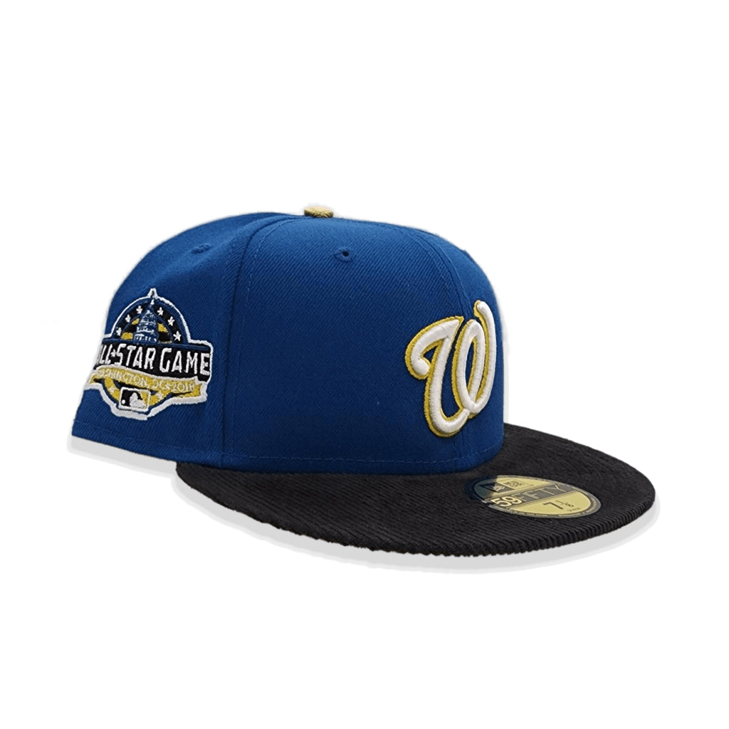 Sea Blue Washington Nationals Black Corduroy Visor Gold Bottom 2019 World Series Side Patch New Era 59Fifty Fitted