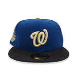 Sea Blue Washington Nationals Black Corduroy Visor Gold Bottom 2019 World Series Side Patch New Era 59Fifty Fitted