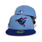 Sky Blue Baltimore Orioles Royal Visor Grape Purple Bottom 50th Anniversary Side Patch New Era 59Fifty Fitted