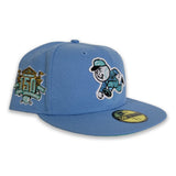 Sky Blue Cincinnati Reds Green Bottom 150th Anniversary side Patch New Era 59Fifty Fitted