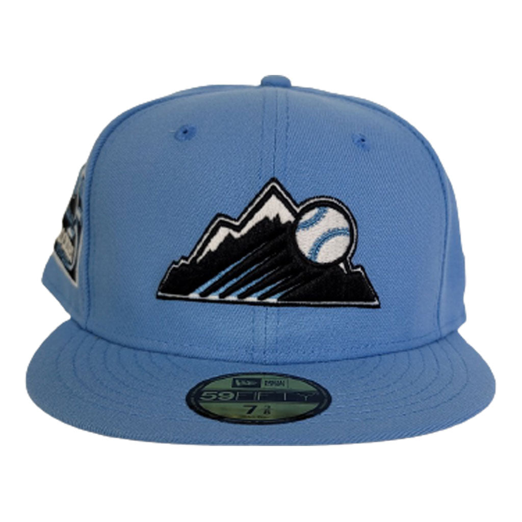 Sky Blue Colorado Rockies Paisley Bottom 25th Anniversary Side Patch New Era 59Fifty Fitted