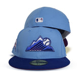 Sky Blue Colorado Rockies Royal Visor Grape Purple Bottom 2021 All Star Game Side Patch New Era 59Fifty Fitted