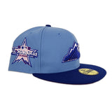 Sky Blue Colorado Rockies Royal Visor Grape Purple Bottom 2021 All Star Game Side Patch New Era 59Fifty Fitted