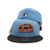 Sky Blue Houston Astros Black Corduroy Visor Burgundy Bottom 20th Anniversary Side Patch New Era 59Fifty Fitted
