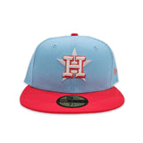 Sky Blue Houston Astros Lava Red Visor Gray Bottom Color Pack New Era 59Fifty Fitted
