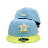Sky Blue Houston Astros Neon Green Visor Gray Bottom Color Pack New Era 59Fifty Fitted